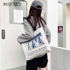 London Bookshop Print Clutch Purse Canvas Bag