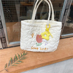 Embroidery Floral Tote Bag Large Capacity Handbag Shopper