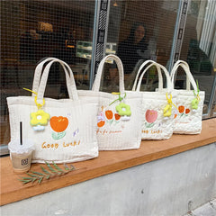 Embroidery Floral Tote Bag Large Capacity Handbag Shopper