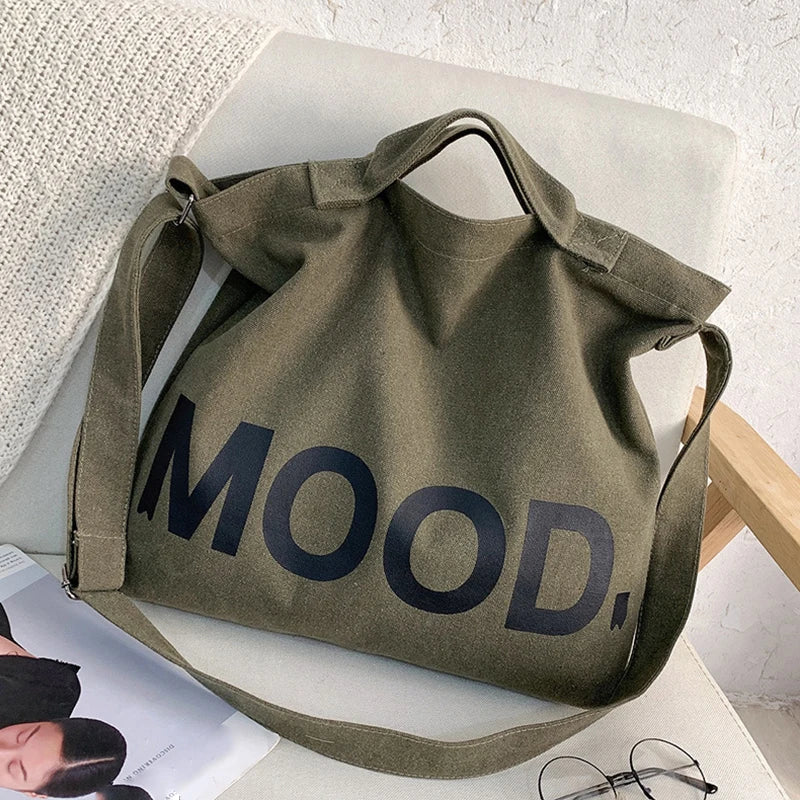 Canvas Shoulder Bag Women Large Capacity Tote Handbag Student Bookbag Hobo