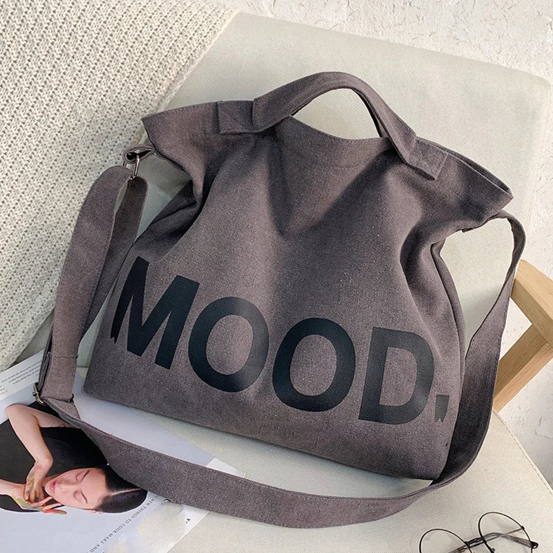 Canvas Shoulder Bag Women Large Capacity Tote Handbag Student Bookbag Hobo