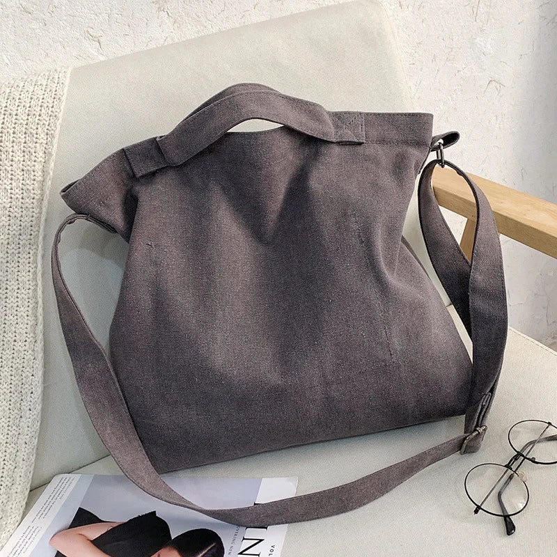 Canvas Shoulder Bag Women Large Capacity Tote Handbag Student Bookbag Hobo
