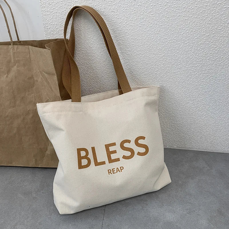 Canvas Shoulder Bag for Women Student Girls School Casual Tote Handbags
