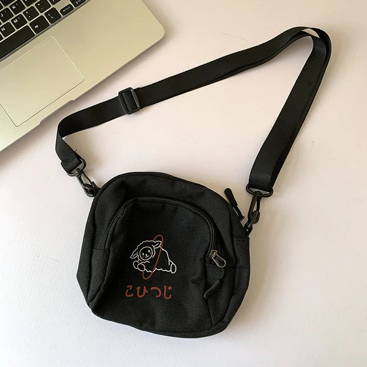 Canvas Small Square Crossbody Bag Retro Female Daily Phone Purse