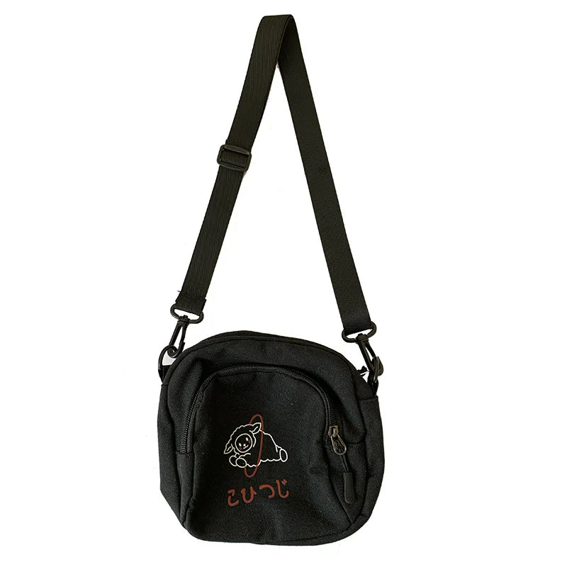 Canvas Small Square Crossbody Bag Retro Female Daily Phone Purse