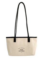 Casual Canvas Shoulder Bag Letter Print Handbag Ladies Shoulder Bag