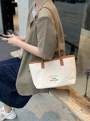 Casual Canvas Shoulder Bag Letter Print Handbag Ladies Shoulder Bag