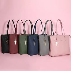 Casual Totes Bag Pu Leather Women Shoulder Handbag Large Capacity Zipper Purse