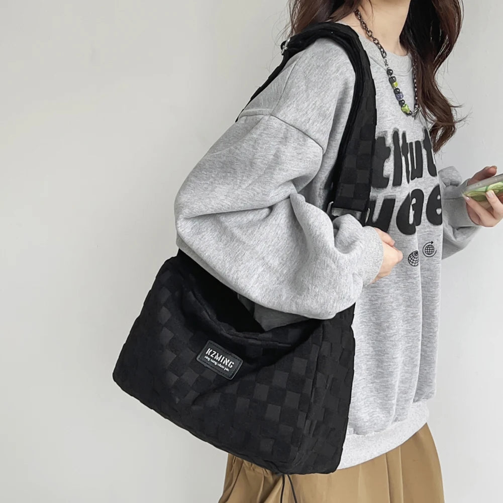 Plaid Crossbody Hand Bag Messenger Bag Zipper Daily Travel Shopper Purse