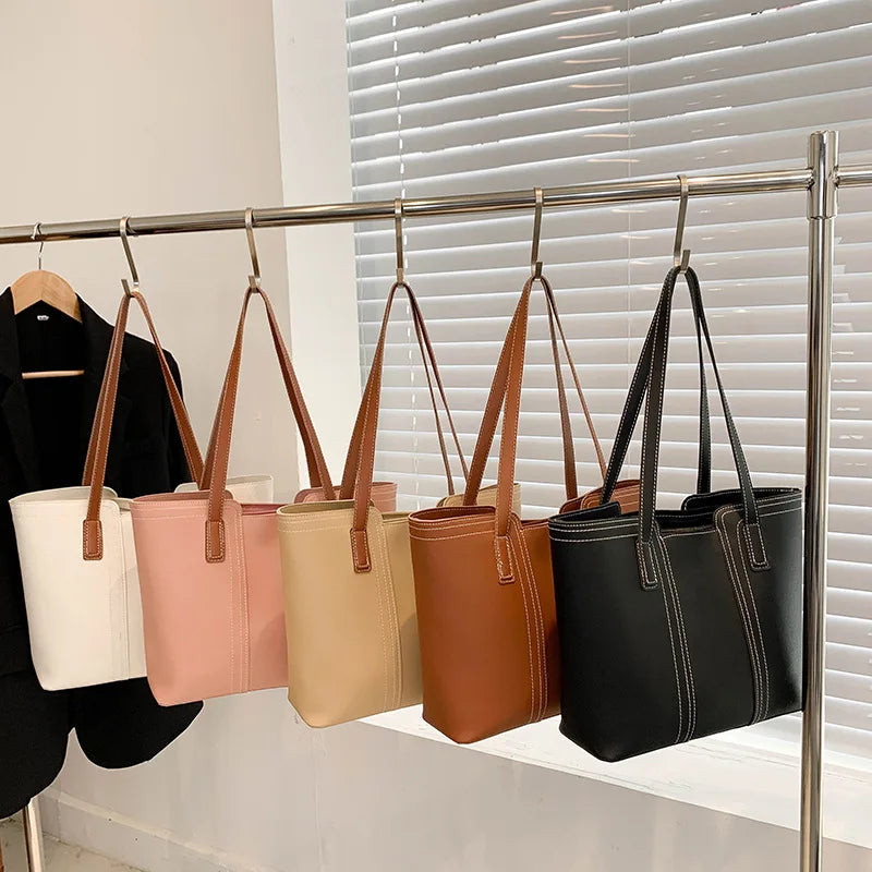 Large Capacity Tote Bags Women's Shoulder Bag Solid Versatile