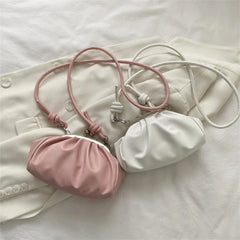 Crossbody Bags Metal Clip Buckle PU Shoulder Handbags Shell Shape Women Small