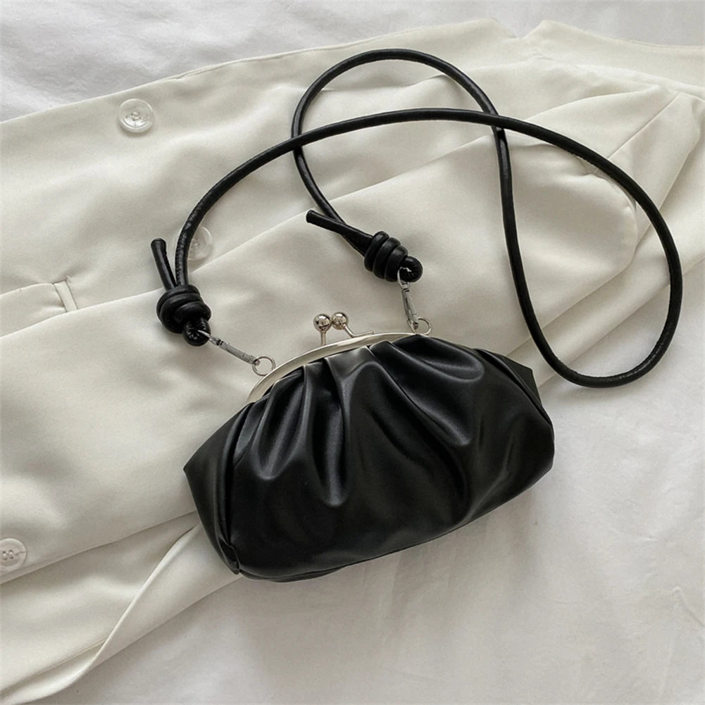 Crossbody Bags Metal Clip Buckle PU Shoulder Handbags Shell Shape Women Small