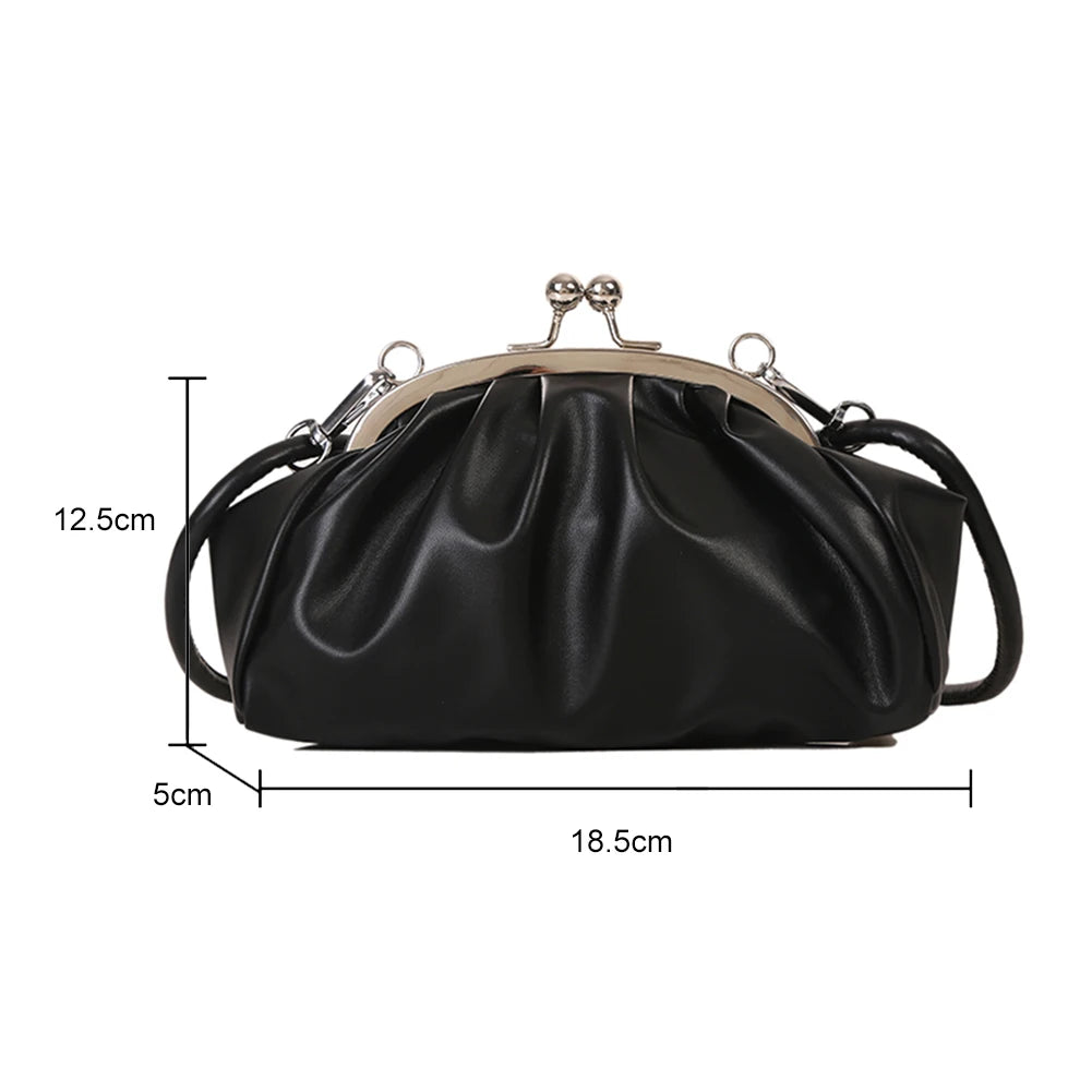 Crossbody Bags Metal Clip Buckle PU Shoulder Handbags Shell Shape Women Small
