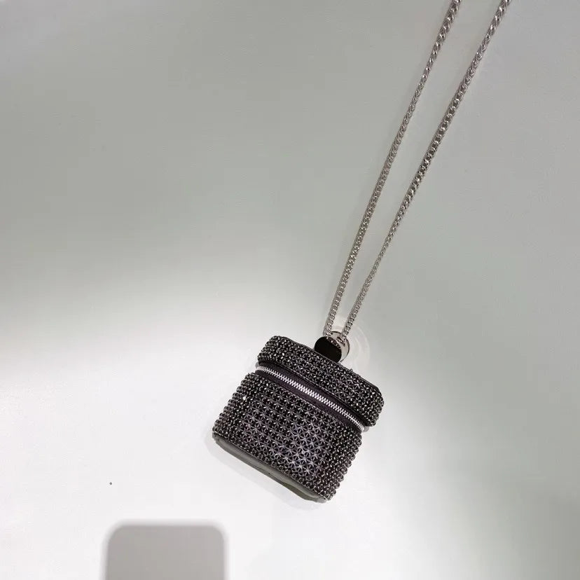 Mini Rhinestone Cross-body Bag Zipper Chain Small Square Party Decorative Bag