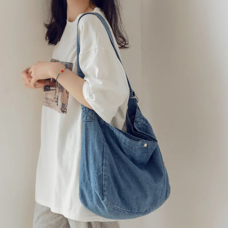 Denim Bag Female Students Shoulder Bag Large Capacity Crossbody Bag