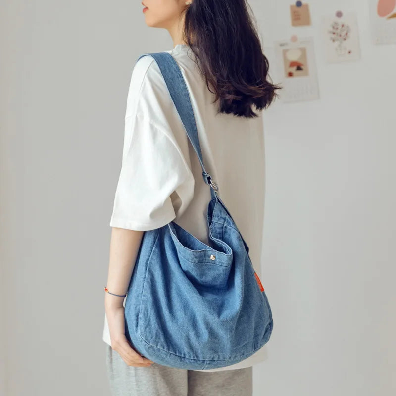 Denim Bag Female Students Shoulder Bag Large Capacity Crossbody Bag