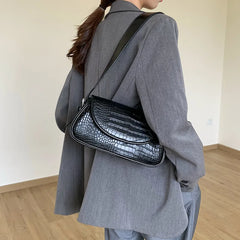 Vintage PU Leather Women Underarm Bag Mini Tote
