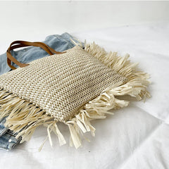 Straw Woven Shoulder Bag Large Capacity Handbag Travel Shopping Tote Beach Bag