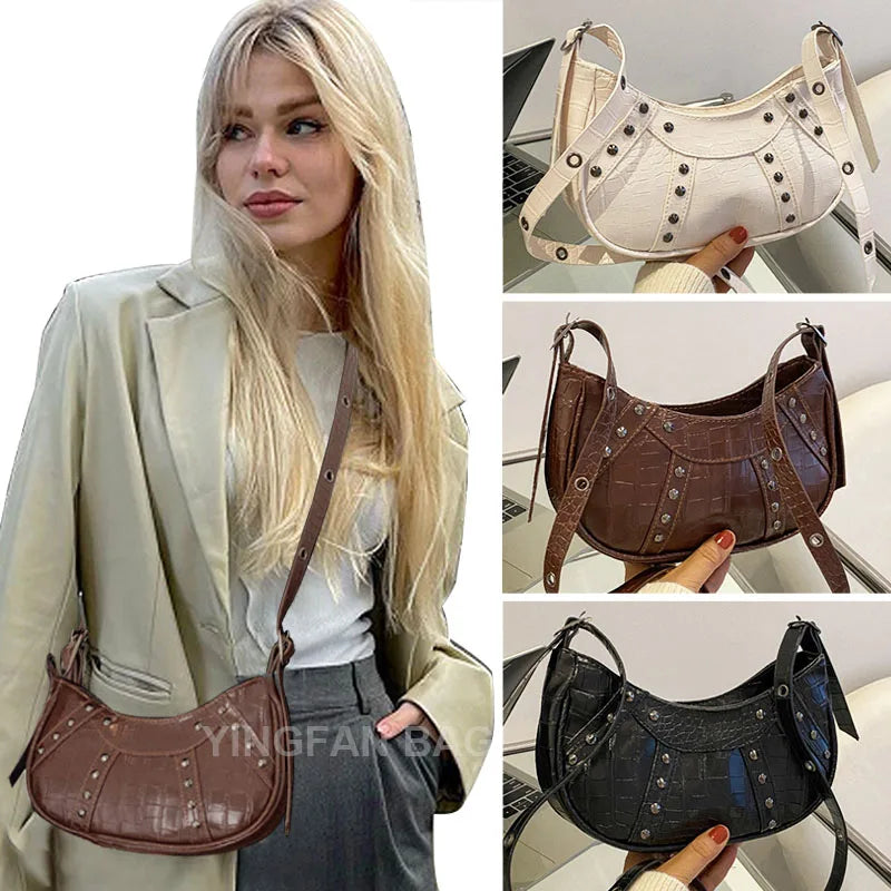 Vintage Leather Hobos Shoulder Bag for Women