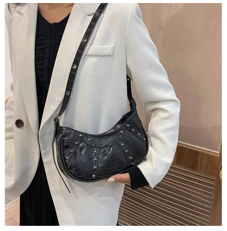 Vintage Leather Hobos Shoulder Bag for Women