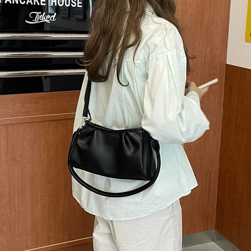 Women's Small Shoulder Crossbody Bag Soft PU Leather Ladies Underarm Purse Handb
