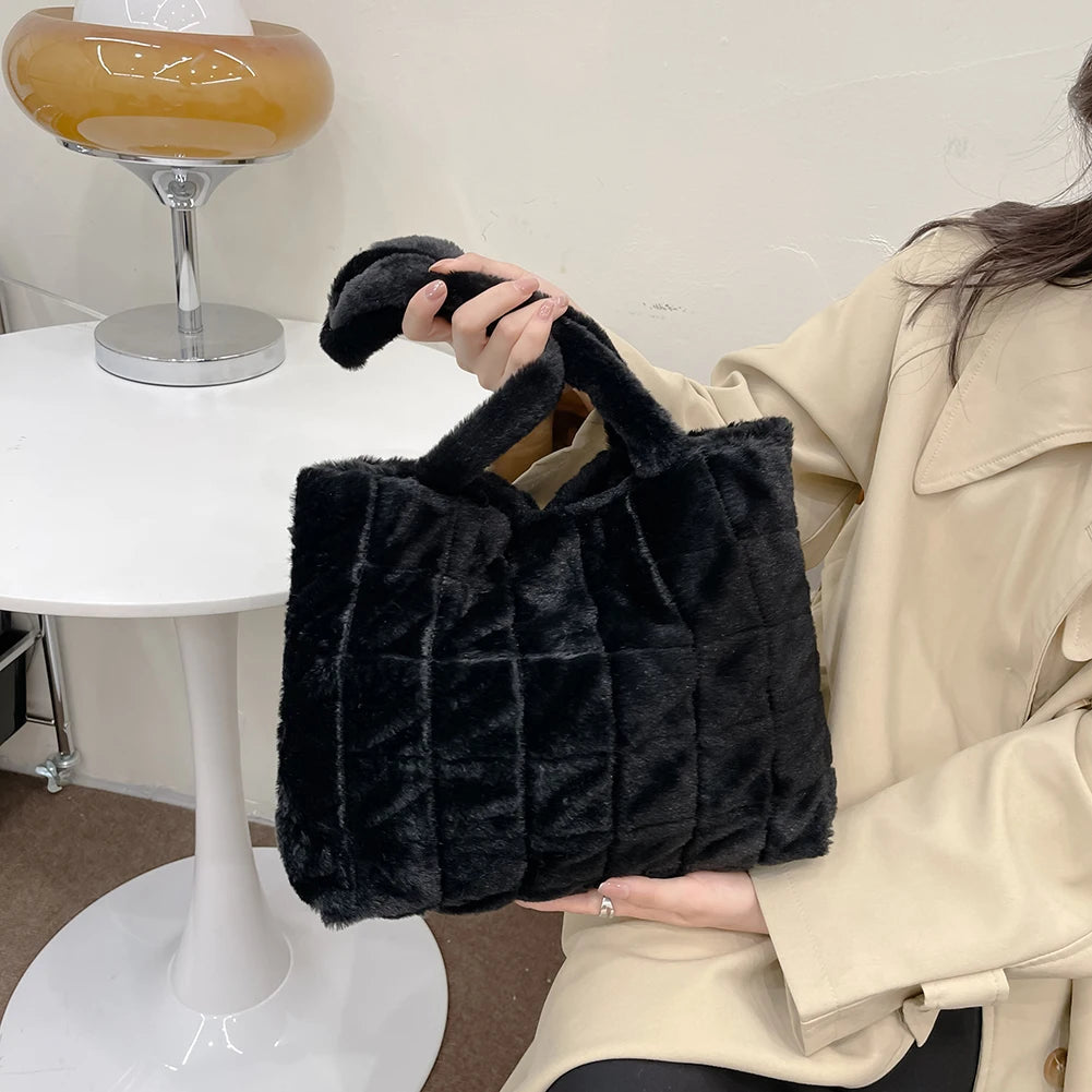 Soft Plush Hobos Shoulder Bag Winter Furry Clutch Handbag