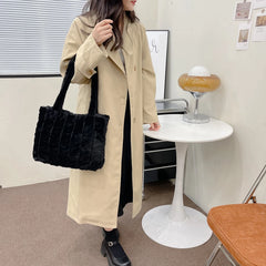 Soft Plush Hobos Shoulder Bag Winter Furry Clutch Handbag