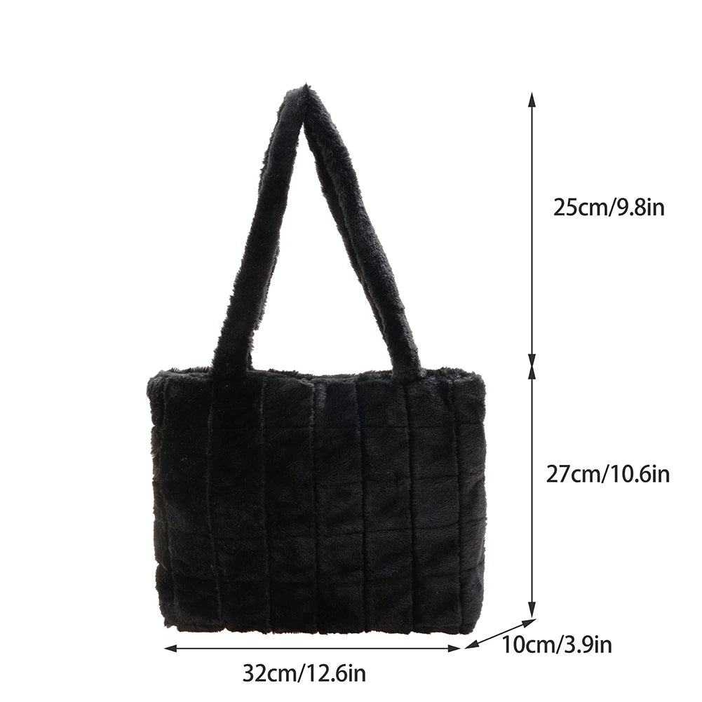 Soft Plush Hobos Shoulder Bag Winter Furry Clutch Handbag