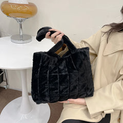 Soft Plush Hobos Shoulder Bag Winter Furry Clutch Handbag