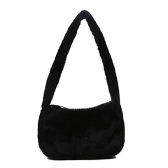 Soft Plush Hobos Shoulder Bags - Furry Ladies Clutch Purse Handbag