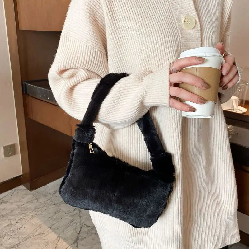 Winter Furry Ladies Clutch Purse Handbag Underarm Bag