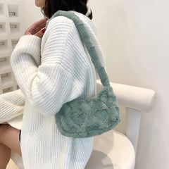 Soft Plush Hobos Shoulder Bag Furry Ladies Clutch Purse Handbag