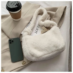 Soft Plush Hobos Shoulder Bags Furry Ladies Clutch Purse Handbag