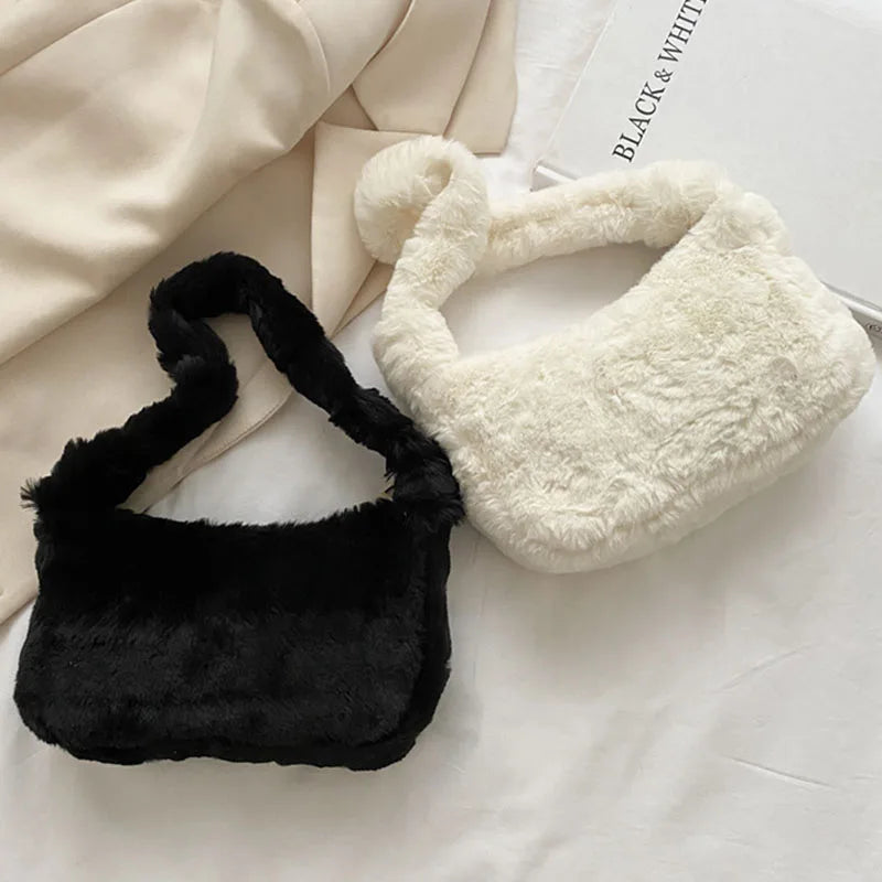 Winter Furry Ladies Clutch Purse Handbag Underarm Bag
