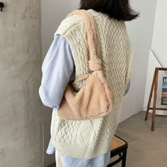 Soft Plush Hobos Shoulder Bags Furry Ladies Clutch Purse Handbag