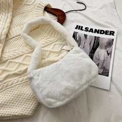 Soft Plush Hobos Shoulder Bags Winter Furry Ladies Clutch