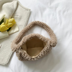 Soft Plush Hobo Shoulder Bag Winter Furry Clutch Purse Handbag