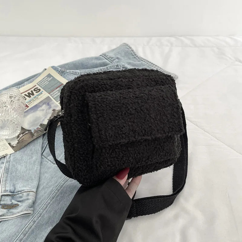 Soft Plush Shoulder Crossbody Bag Furry Ladies Clutch Handbag