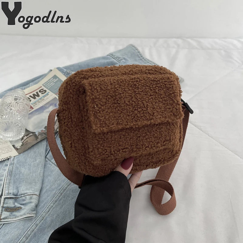 Soft Plush Shoulder Crossbody Bag Furry Ladies Clutch Handbag