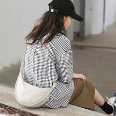 Women's Half Moon Messenger Bag Crossbody Chest Bag Nylon Shoulder Handbag
