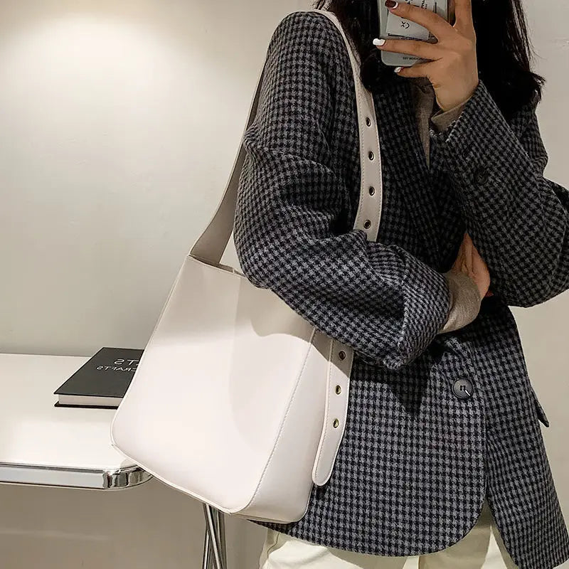 Vintage PU Leather Shoulder Bag for Women Casual Large Capacity Crossbody Bags