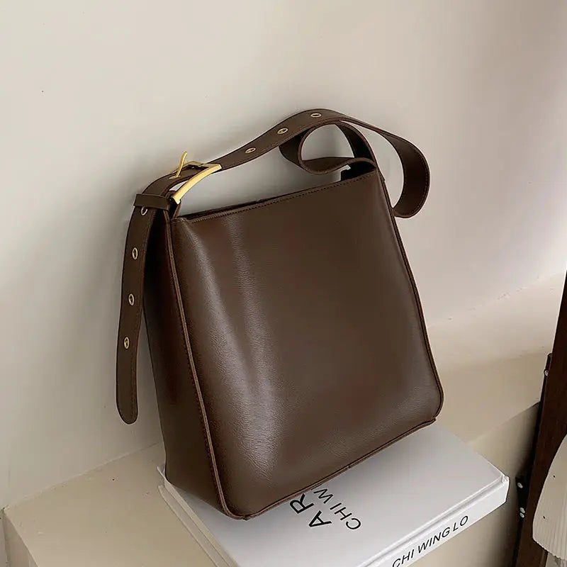 Vintage PU Leather Shoulder Bag for Women Casual Large Capacity Crossbody Bags