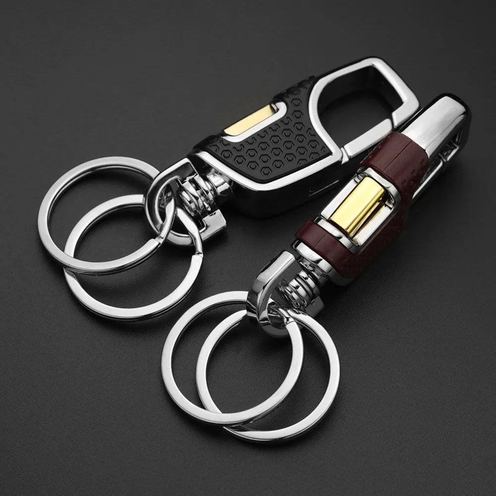 Double Switch Keychain Metal Rotatable Key Holder Rings Men's Car Keyring