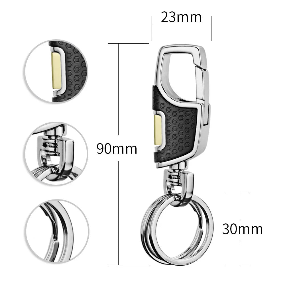 Double Switch Keychain Metal Rotatable Key Holder Rings Men's Car Keyring
