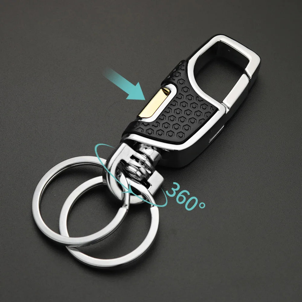 Double Switch Keychain Metal Rotatable Key Holder Rings Men's Car Keyring