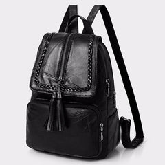 European American Fringed Solid Backpack Women Travel Birthday Gift