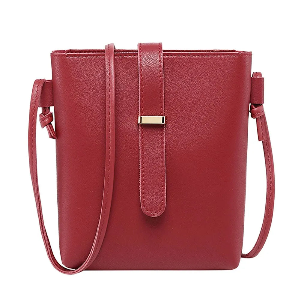 Leather Bucket Bag Women Shoulder Handbag Crossbody Tote