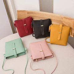 Leather Bucket Bag Women Shoulder Handbag Crossbody Tote