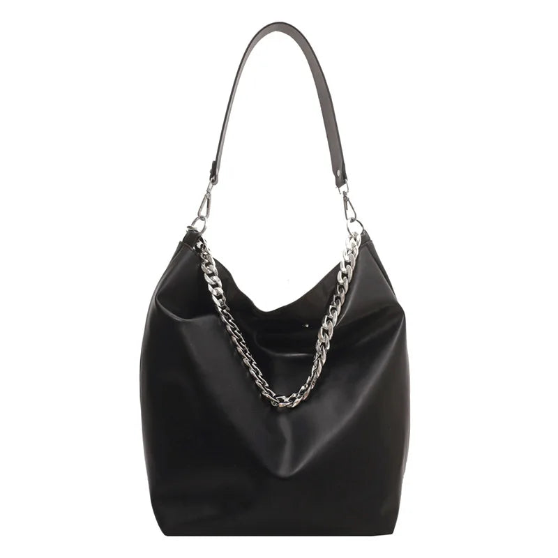 PU Leather Women's Handbags Casual Ladies Female Big Bucket Shoulder Bag