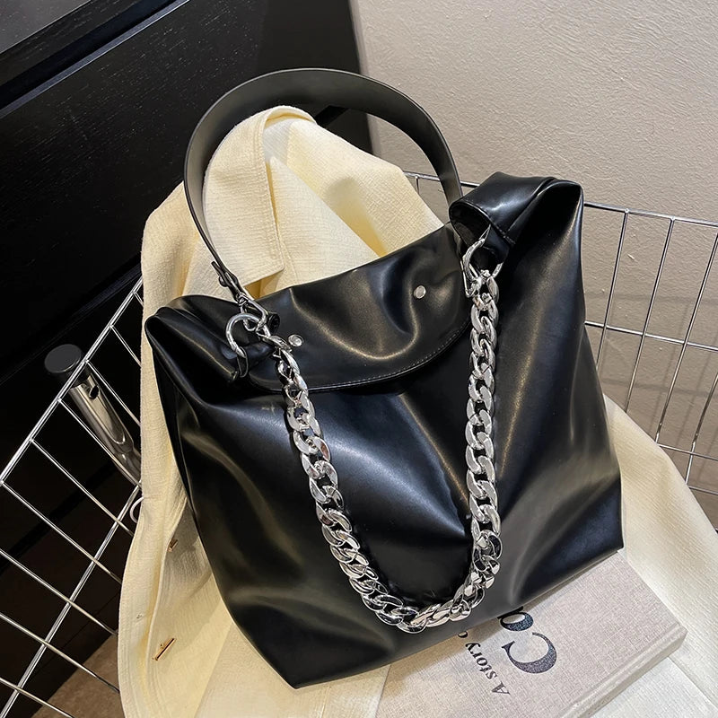 PU Leather Women's Handbags Casual Ladies Female Big Bucket Shoulder Bag